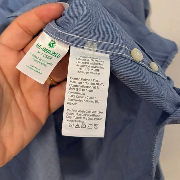 NWOT J.Crew Slim Secret Wash Poplin Shirt In Waterfall Size Large - Picture 5 of 6